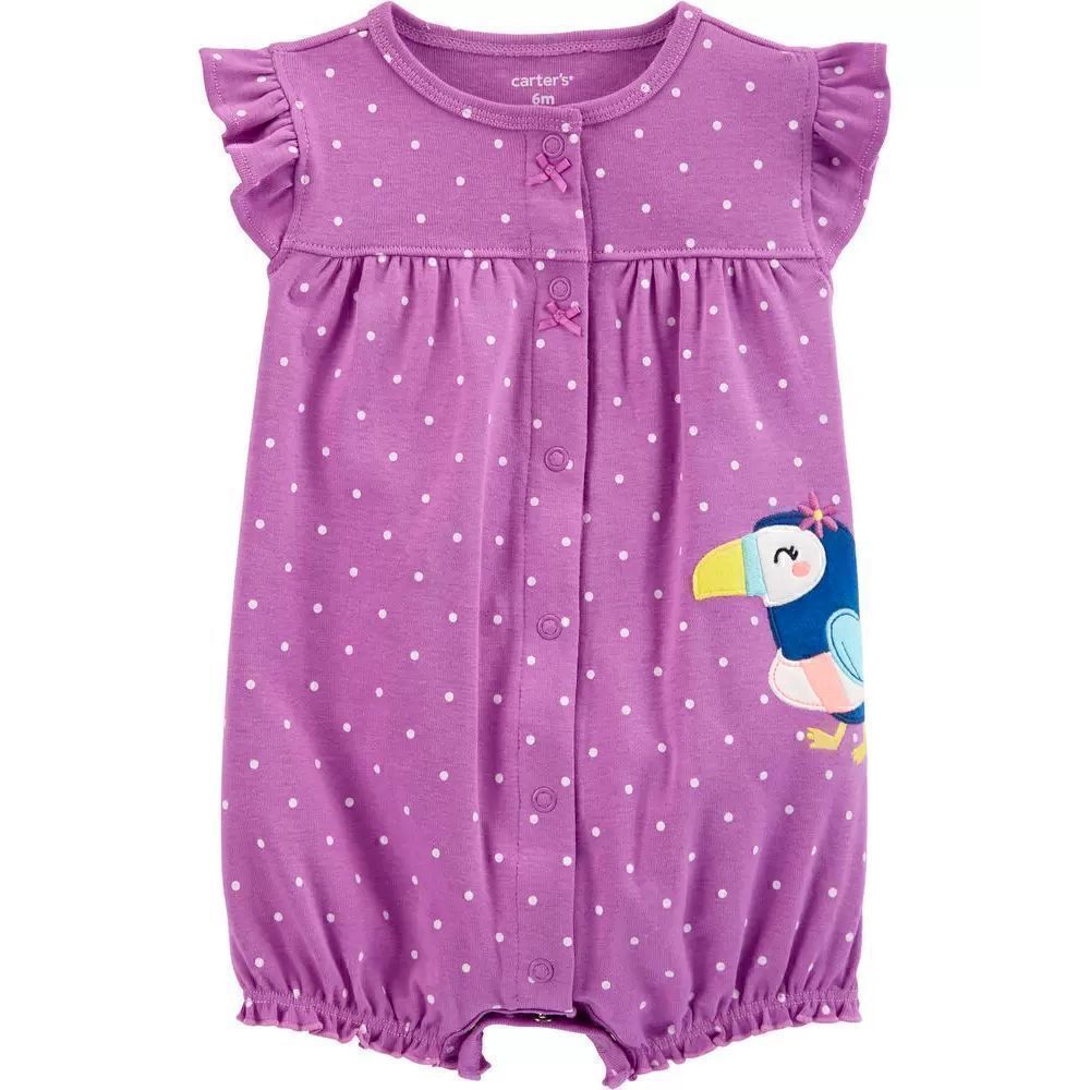 Carters Baby Girl Polka Dot Toucan Snap-Up Romper SIZE 3 MONTHS